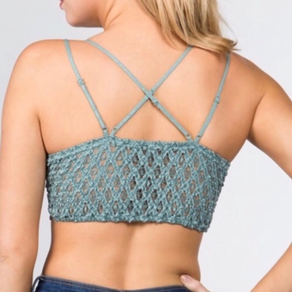 SOLD OUT SALE Rust Crochet Lace Scalloped Double Strap Bralette - Picture 3 of 3